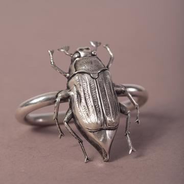 Ronds de Serviette Insectes en cuivre estampé, argent, scarabée rond [1]