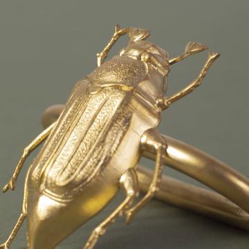 Insect napkin rings in plated copper, mat gold, round scarab [2]