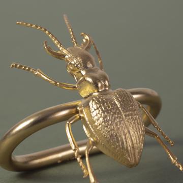 Ronds de Serviette Insectes en cuivre estampé, or mat, scarabée [5]