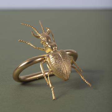 Ronds de Serviette Insectes en cuivre estampé, or mat, scarabée [1]