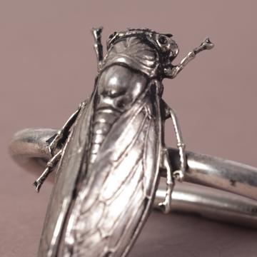 Insect napkin rings in plated copper, silver, cigala [2]
