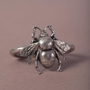 Insect napkin rings in plated copper, silver, bee [1]