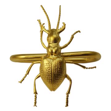 Ronds de Serviette Insectes en cuivre estampé, or mat, scarabée [4]