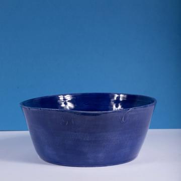 Crato salad bowl in turned earthenware, dark blue, 28 cm diam. [1]