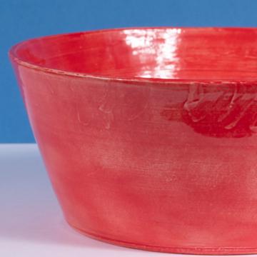 Crato salad bowl in turned earthenware, red , 28 cm diam. [2]