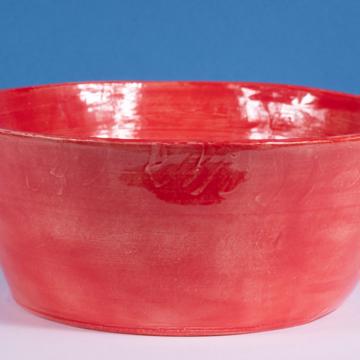 Crato salad bowl in turned earthenware, red , 28 cm diam. [4]
