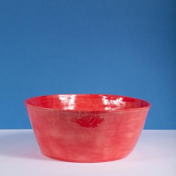 Crato salad bowl in turned earthenware, red , 28 cm diam. [1]