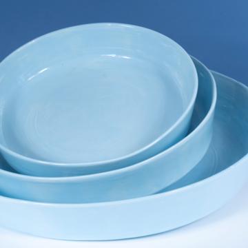 Crato dishes in turned Earthenware, light blue, set of 3 [4]