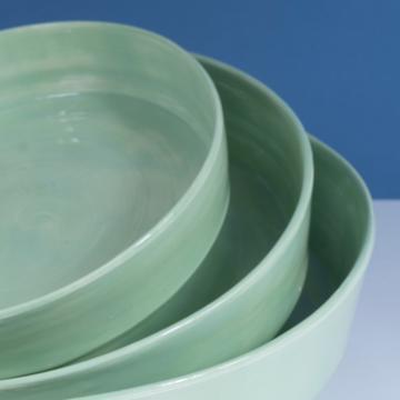 Crato dishes in turned Earthenware, mint green, set of 3 [4]