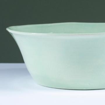 Crato salad bowl in turned earthenware, mint green, 28 cm diam. [2]