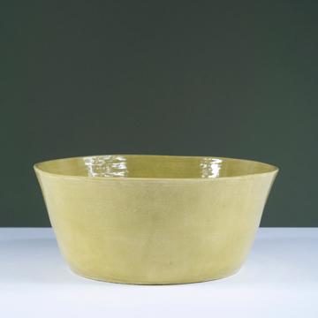 Crato salad bowl in turned earthenware, peridot green, 28 cm diam. [1]