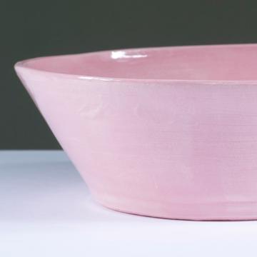 Crato salad bowl in turned earthenware, light pink, 24 cm diam. [3]