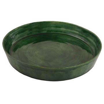 Crato dishes in turned Earthenware, dark green, 23 cm diam. [2]
