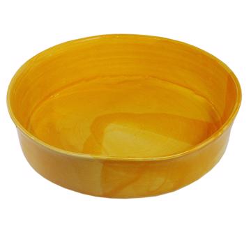 Crato dishes in turned Earthenware, yellow orange, 23 cm diam. [4]