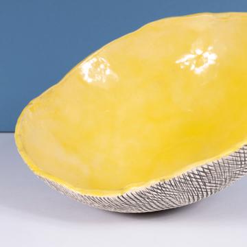 Saladier Récif en grès estampée, jaune paille [2]