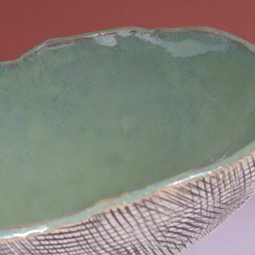 Saladier Récif en grès estampée, vert mousse [4]