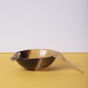 Salt cellar horn & Frog in silver or gold plated, gold, sakura [1]