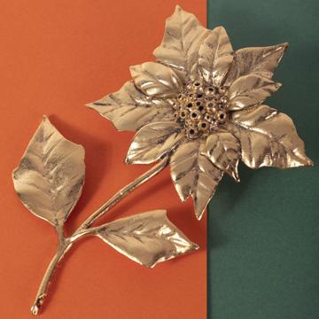 Salière Poinsettia en métal argenté ou doré