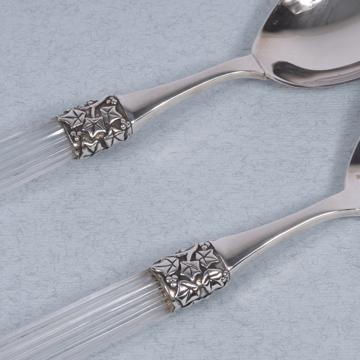 Fidélio salad set in silver plated and cristal, transparent [2]