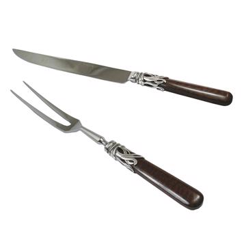 Saba carving set in wood and silver, brown [3]