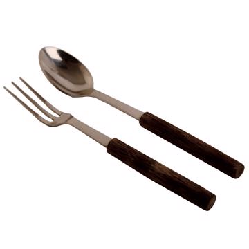 Reed serving set in stainless steel, brown [4]