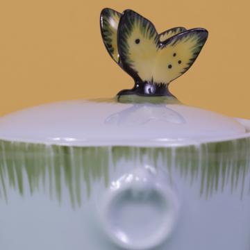 Butterfly set in Limoges porcelain, multicolor, sugar pot [2]