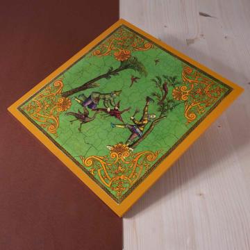 Chinoiseries, chromo on wood placemats, multicolor, set of 4 [3]