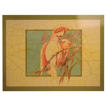 Gould birds placemat in chromo on wood, white, bird 2 [3]