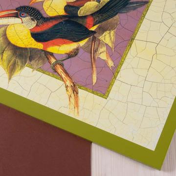 Gould birds placemat in chromo on wood, white, bird 6 [4]