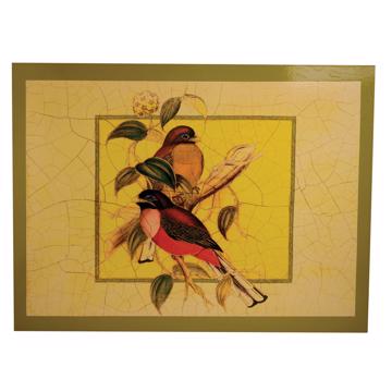 Gould birds placemat in chromo on wood, white, bird 4 [3]