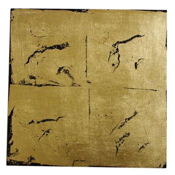 Gold leaf placemat in wood, black, square