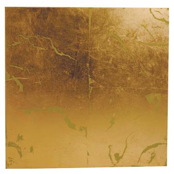 Gold leaf placemat in wood, peridot green, square