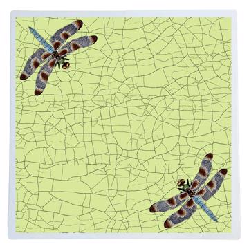 Butterflies and dragonflies, Chromo placemats in laminated paper, light green, dragonfly 3 [1]