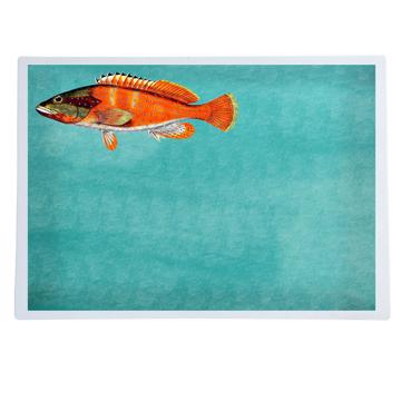 Fish and Shell, Chromo placemats in laminated paper, aqua, fish 2 [1]