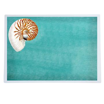 Fish and Shell, Chromo placemats in laminated paper, aqua, shell 1 [1]