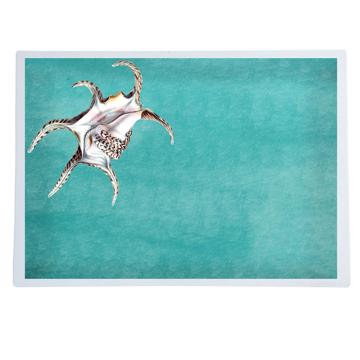 Fish and Shell, Chromo placemats in laminated paper, aqua, shell 4 [1]