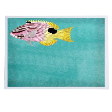 Fish and Shell, Chromo placemats in laminated paper, aqua, fish 4 [1]