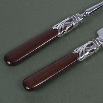 Saba carving set in wood and silver, brown [4]
