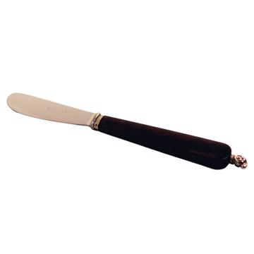 Rambouillet butter knife in silver plated and wood, brown