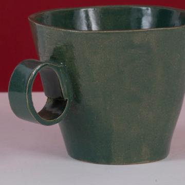 Tasse Chà en grès estampé, vert foncé [2]