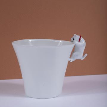 Tasse Chat en porcelaine de Limoges, blanc, café/thé [1]