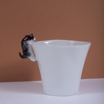 Tasse Chat en porcelaine de Limoges, noir, café/thé [1]