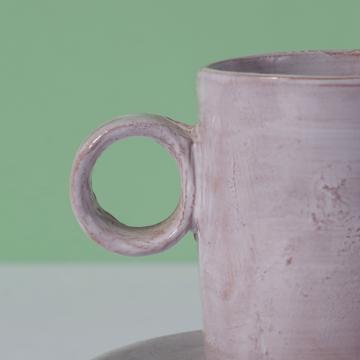 Ring moka cup in turned earthenware, snow white, the cup [2]