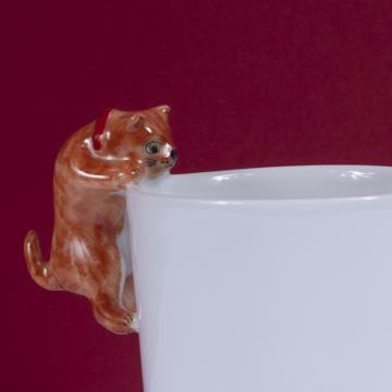 Tasse Chat en porcelaine de Limoges, orange, moka [2]