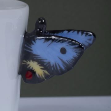 Tasses Papillon en Porcelaine de Limoges, bleu france, moka [2]