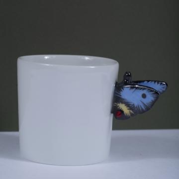 Tasses Papillon en Porcelaine de Limoges, bleu france, moka [1]