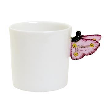 Tasses Papillon en Porcelaine de Limoges, mauve, moka