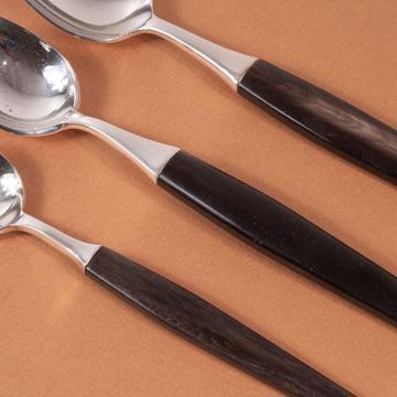 Tokyo spoon in horn and silver plated, black, dessert [2]