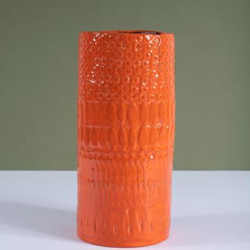 Frieze vase in earthenware, orange