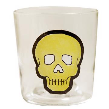 Skull Glass in Enamel on Crystalline, yellow